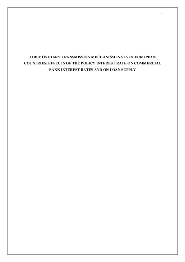 (PDF) THE MONETARY TRANSMISSION MECHANISM IN SEVEN EUROPEAN COUNTRIES ...