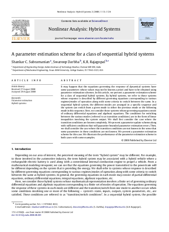 (PDF) A parameter estimation scheme for a class of sequential hybrid ...