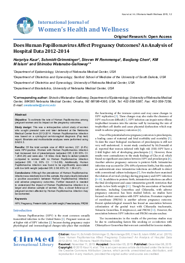 (PDF) International Journal of Women's Health and Wellness Does Human