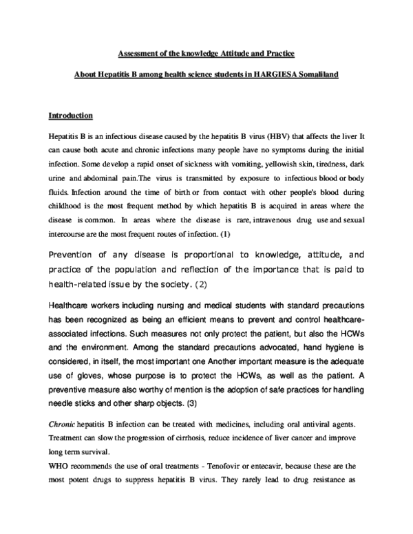 (DOC) Assessment of the knowledge Attitude and Practice About Hepatitis ...