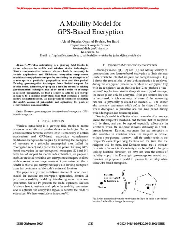 (PDF) A mobility model of GPS-based encryption