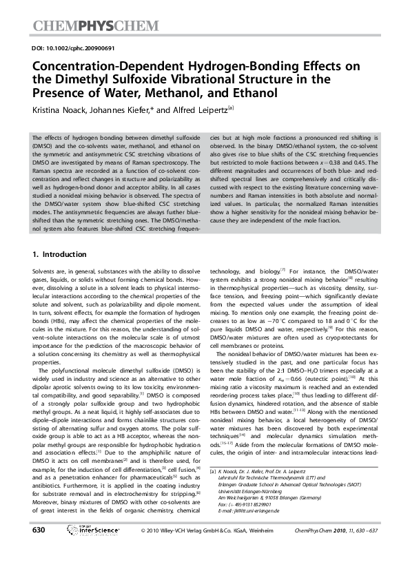 PDF) Concentration-Dependent Hydrogen-Bonding Effects on the