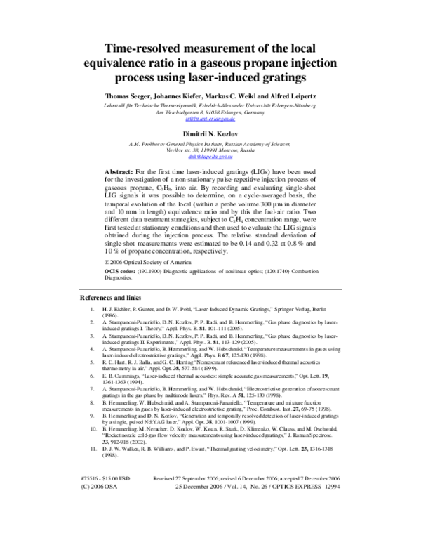 (PDF) Time-resolved measurement of the local equivalence ratio in a ...