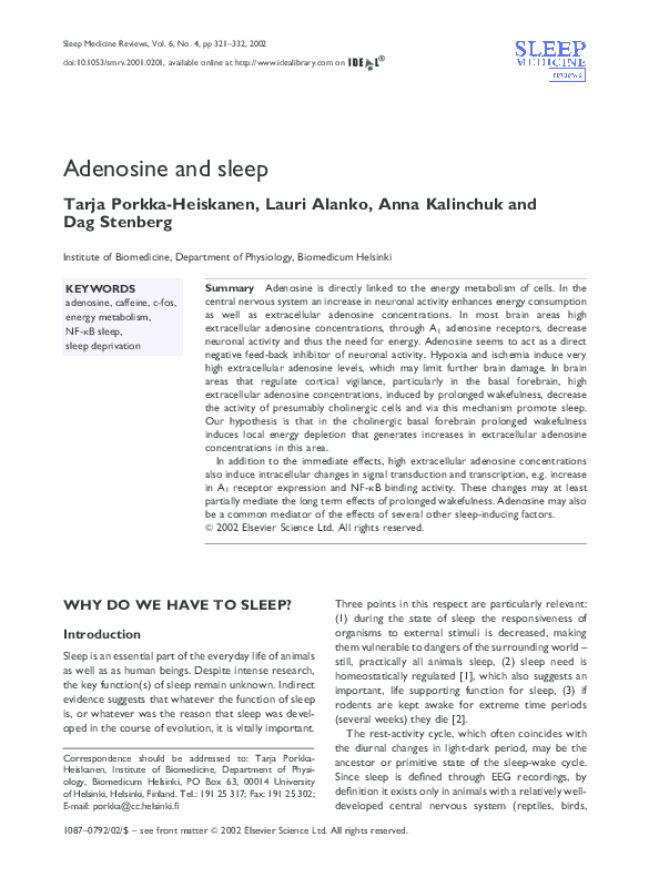(PDF) Adenosine and sleep