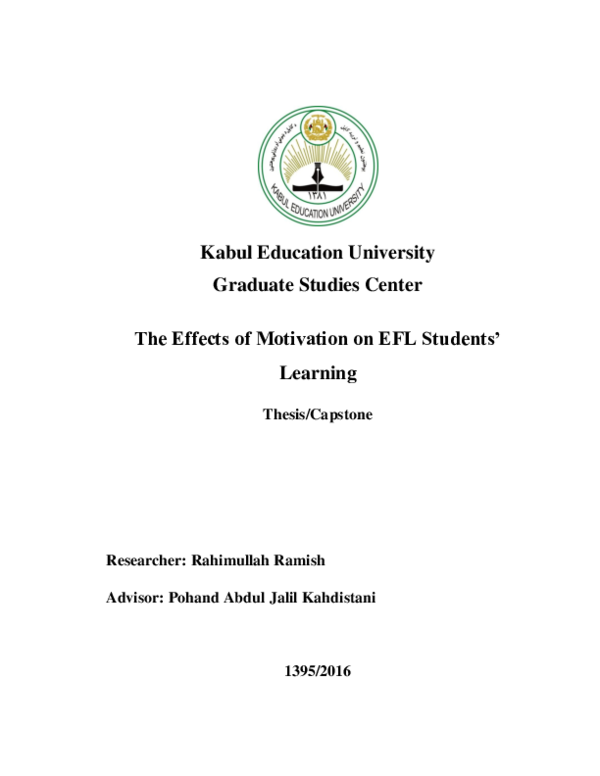 (PDF) The Effects of Motivation on EFL Students' Learning