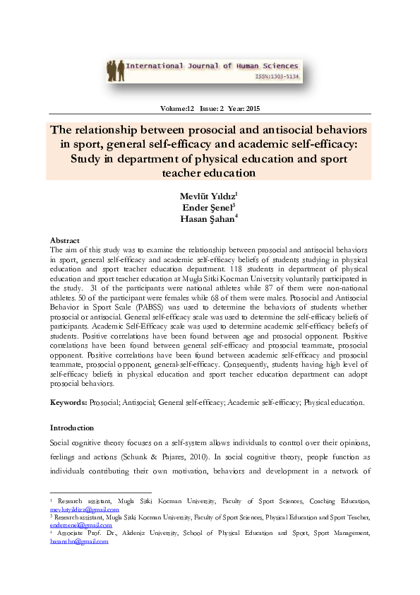 (PDF) The relationship between prosocial and antisocial behaviors in ...