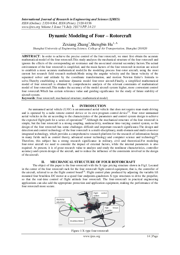 (PDF) Dynamic Modeling of Four – Rotorcraft