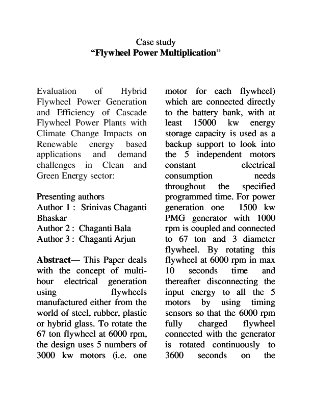 (DOC) Flywheel Power Multiplication CHAGANTI BHASKAR Academia.edu