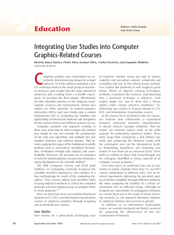 (PDF) Integrating User Studies into Computer Graphics-Related Courses