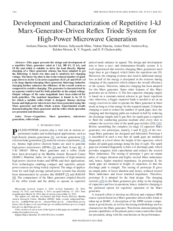 (PDF) Development and Characterization of Repetitive 1-kJ Marx ...