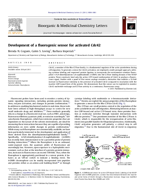 (PDF) Development of a fluorogenic sensor for activated Cdc42