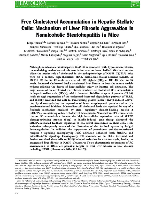 (PDF) Free cholesterol accumulation in hepatic stellate cells ...