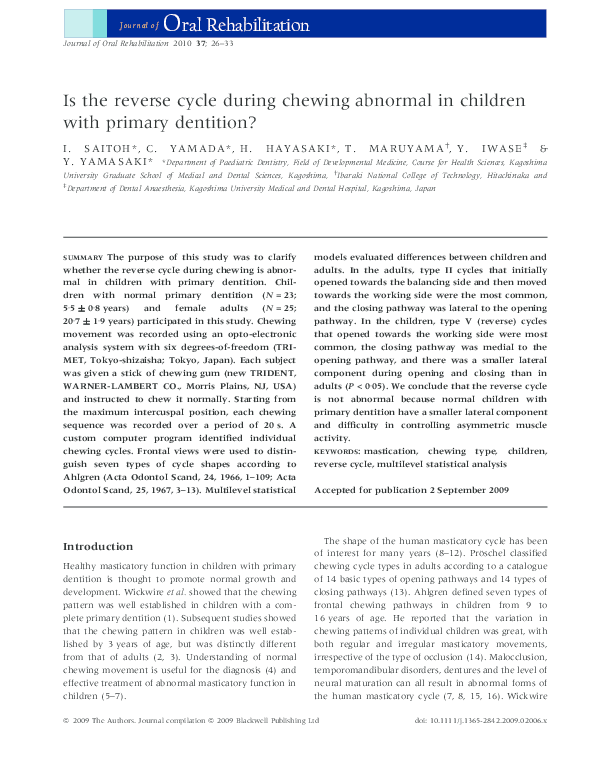 (PDF) Is the reverse cycle during chewing abnormal in children with ...