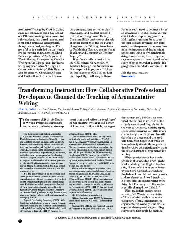 (PDF) Transforming Instruction: How Collaborative Professional ...