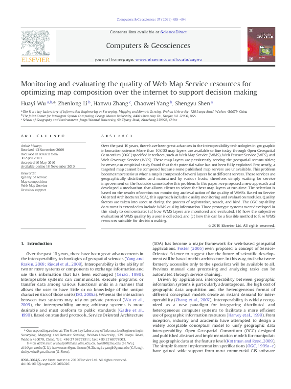 (PDF) Monitoring and evaluating the quality of Web Map Service ...