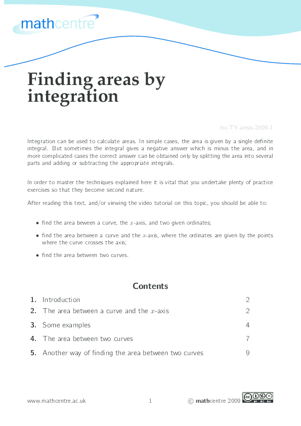 (PDF) Finding areas by integration