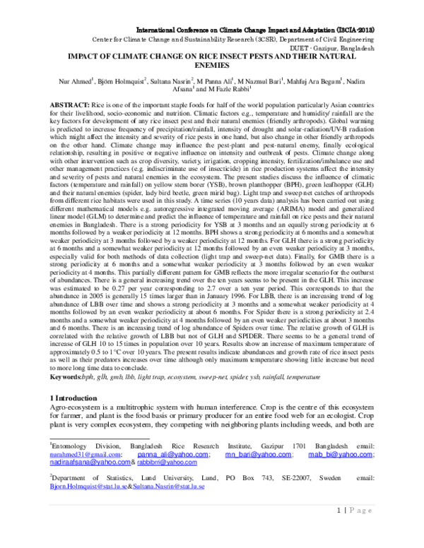 (PDF) Impact of Climate Change on Rice Insect Pests and Their Natural ...
