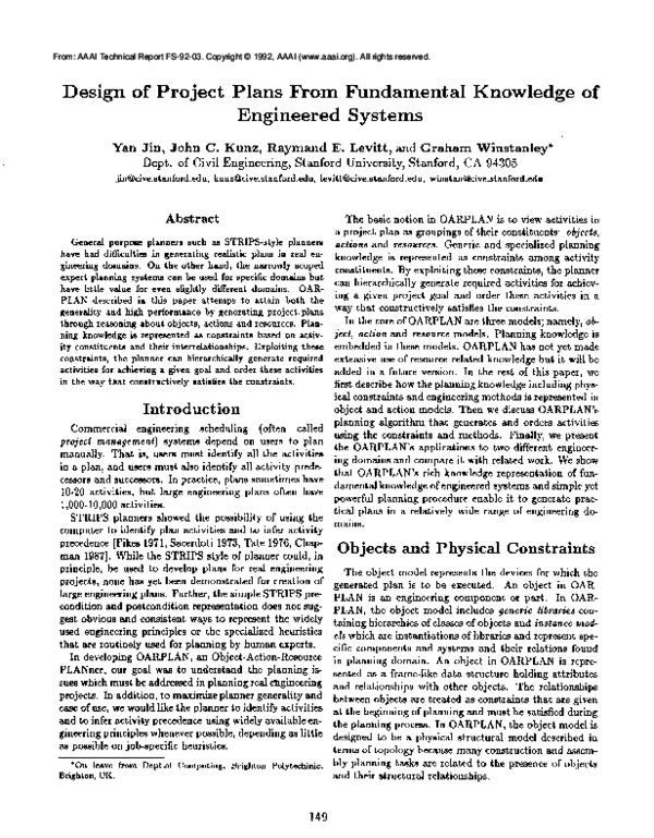 (PDF) Design of project plans from fundamental knowledge of engineered ...