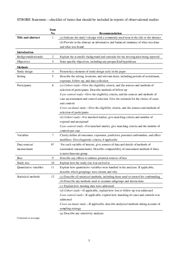 (PDF) STROBE Checklist Alex Zopeletto Academia.edu