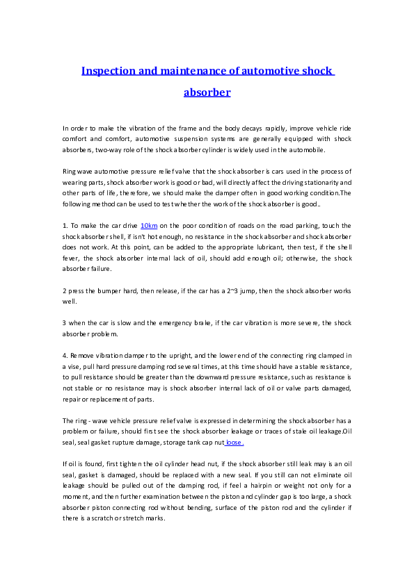 Pdf Inspection And Maintenance Of Automotive Shock Absorber 往雄 陈 Academia Edu