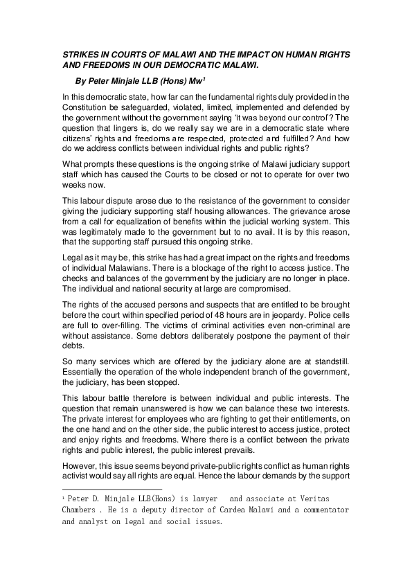 (DOC) STRIKES IN COURTS OF MALAWI AND THE IMPACT ON HUMAN RIGHTS AND ...