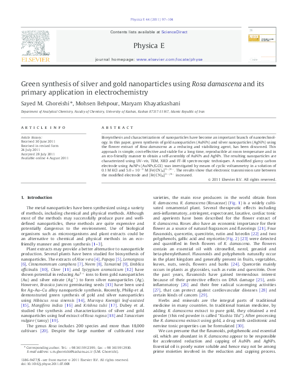 (PDF) Green synthesis of silver and gold nanoparticles using Rosa ...