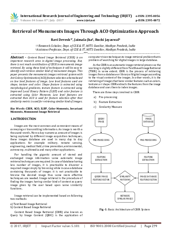 (PDF) Retrieval of Monuments Images Through ACO Optimization Approach