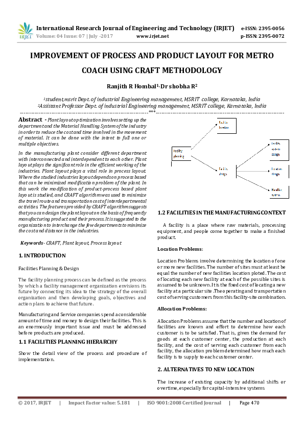 (PDF) IMPROVEMENT OF PROCESS AND PRODUCT LAYOUT FOR METRO COACH USING ...