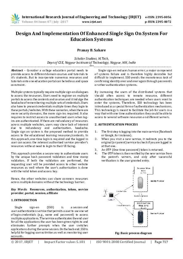 (PDF) Design And Implementation Of Enhanced Single Sign On System For ...