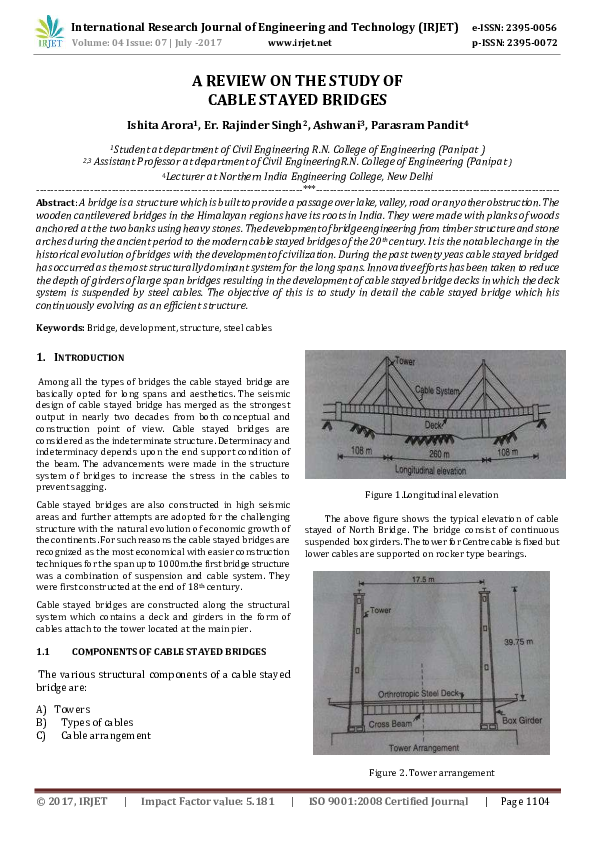 (PDF) A REVIEW ON THE STUDY OF CABLE STAYED BRIDGES IRJET Journal Academia.edu