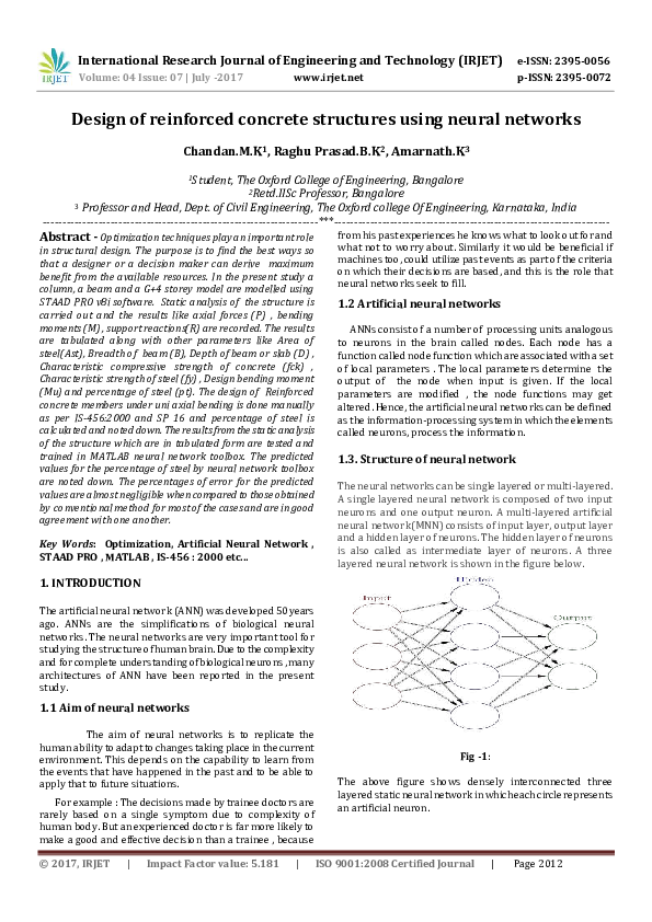 (PDF) Design of reinforced concrete structures using neural networks