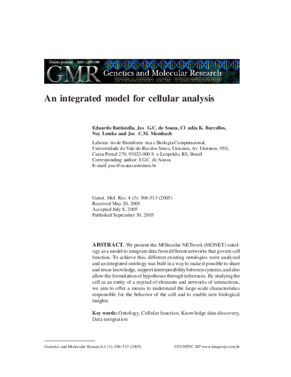 (PDF) An Integrated Model for Cellular Analysis