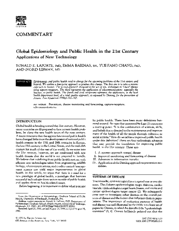 (PDF) Global epidemiology and public health in the 21st century ...