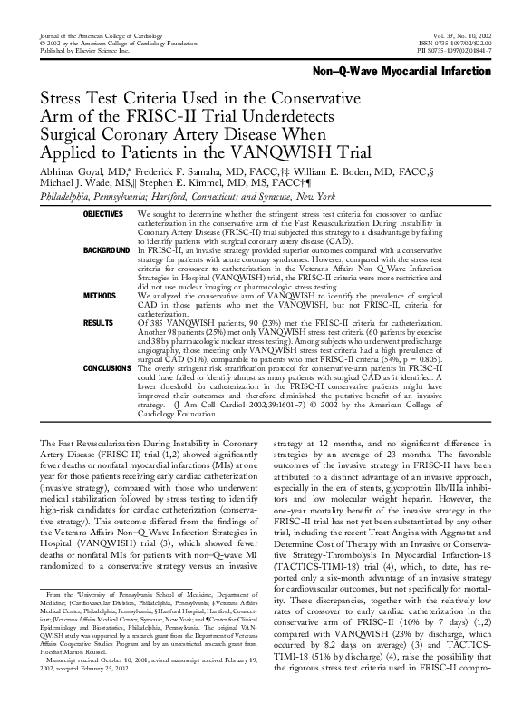 (PDF) Stress test criteria used in the conservative arm of the frisc-ii ...