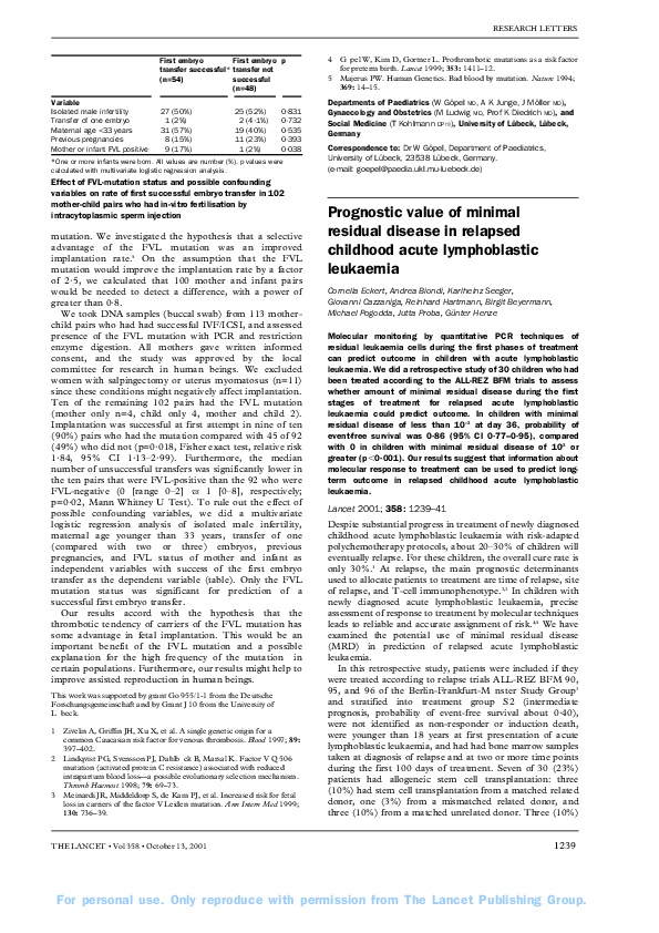 (PDF) Prognostic value of minimal residual disease in relapsed ...