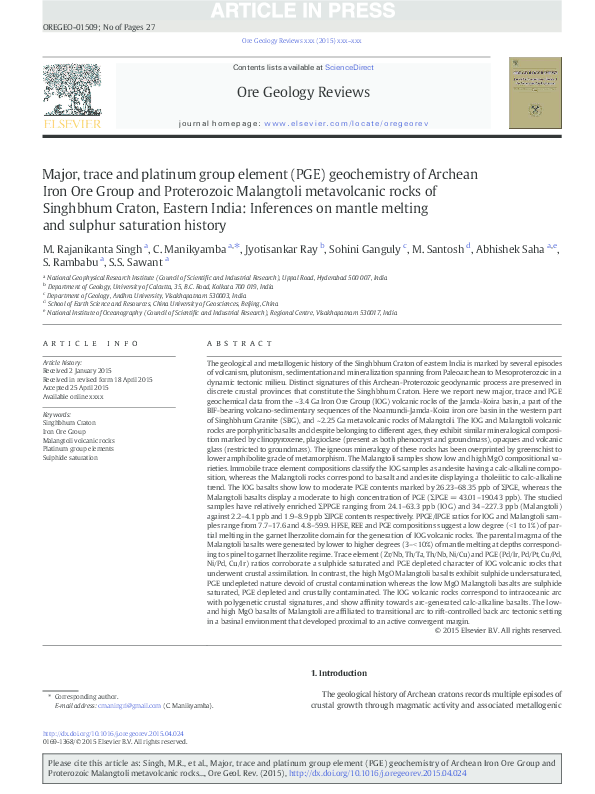 (PDF) Major, Trace and Platinum Group Element (PGE) geochemistry of