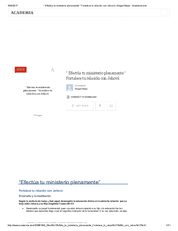 Pdf Efectúa Tu Ministerio Plenamente Fortalece Tu Relación Con Jehová Alexander Diaz Academia Edu