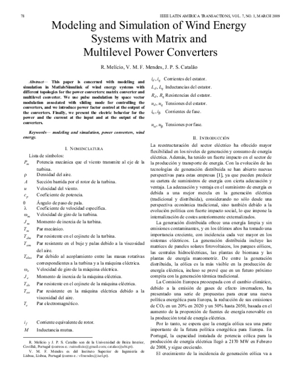 (PDF) Modeling and Simulation of Wind Energy Systems with Matrix and ...