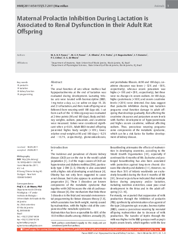 (PDF) Maternal Prolactin Inhibition during Lactation Affects Physical ...