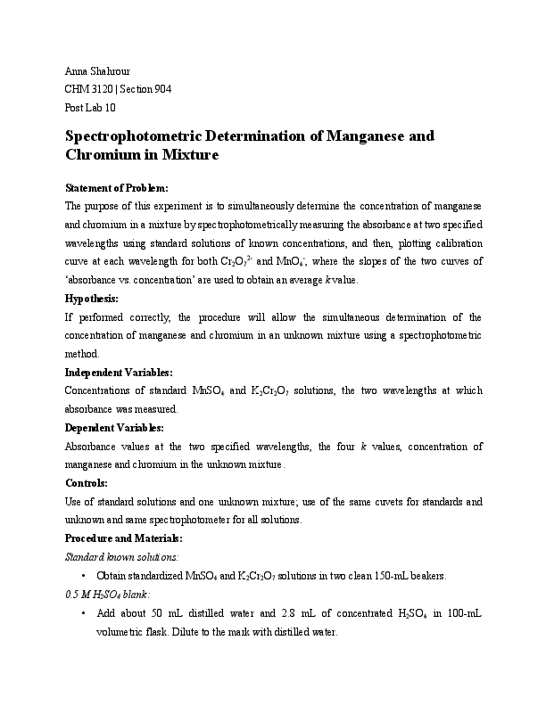 Colorimetry experiment evaluation image