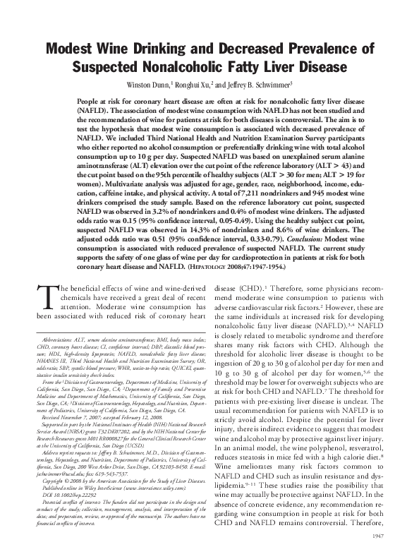 (PDF) Modest wine drinking and decreased prevalence of suspected ...