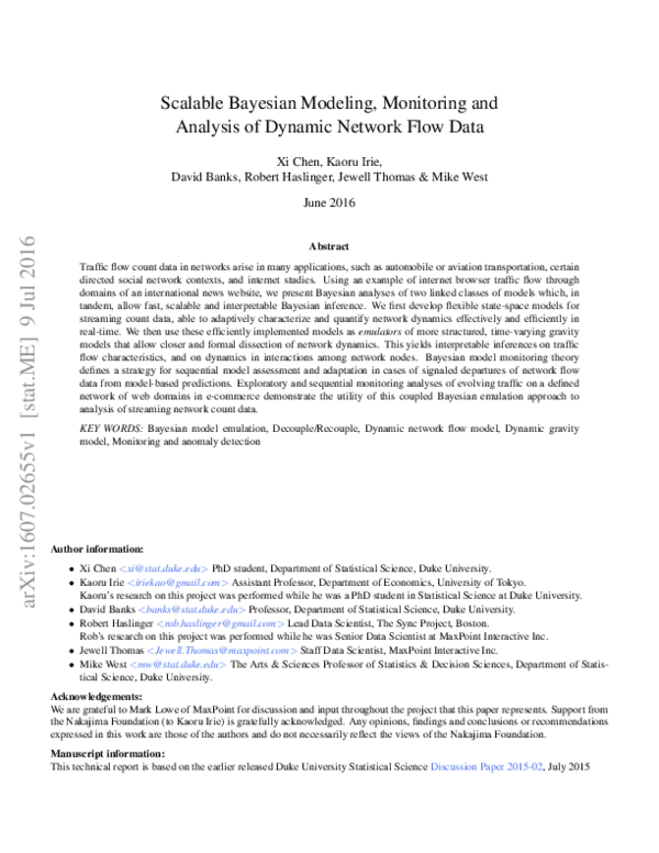 (PDF) Scalable Bayesian Modeling, Monitoring and Analysis of Dynamic ...