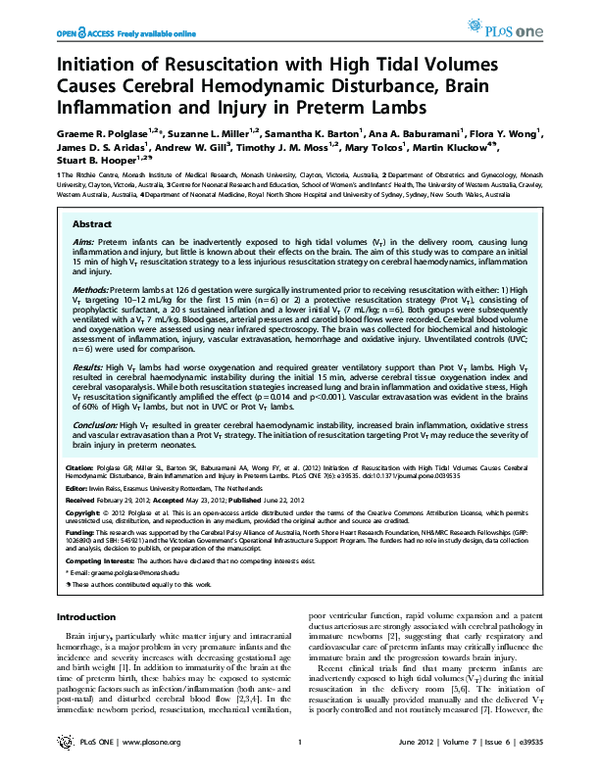 (PDF) Initiation of Resuscitation with High Tidal Volumes Causes