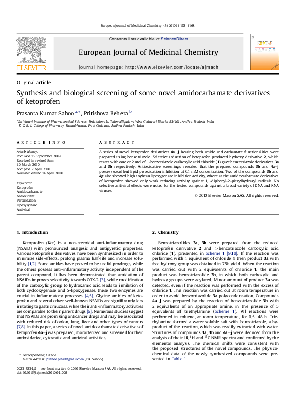 (PDF) RETRACTED: Synthesis and biological screening of some novel ...