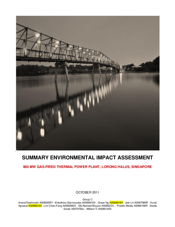 (PDF) ENVIRONMENTAL IMPACT ASSESSMENT for a 800 MW GAS-FIRED THERMAL ...