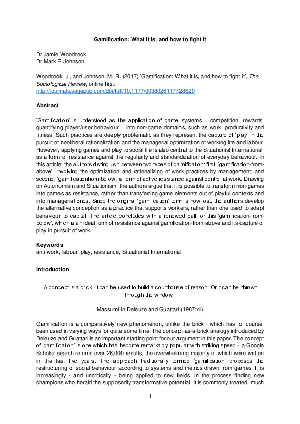 (PDF) Gamification: What it is, and how to fight it