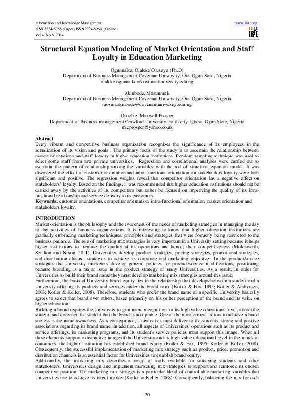 (PDF) Structural Equation Modeling of Market Orientation and Staff ...