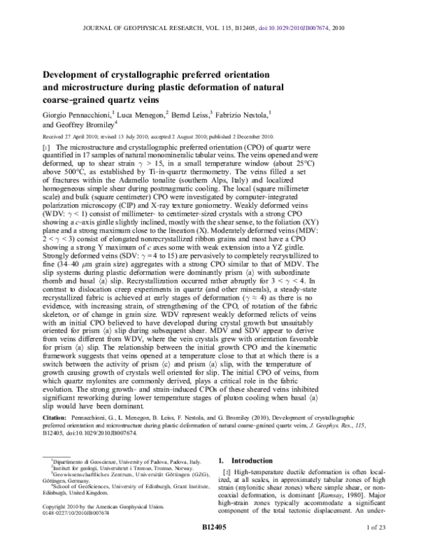 (PDF) Development of crystallographic preferred orientation and ...