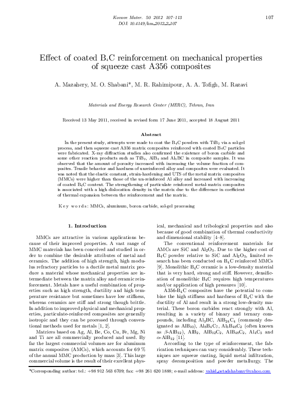 (PDF) Effect of coated B4C reinforcement on mechanical properties of ...