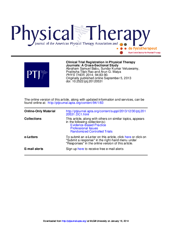 (PDF) Clinical Trial Registration in Physical Therapy Journals A Cross